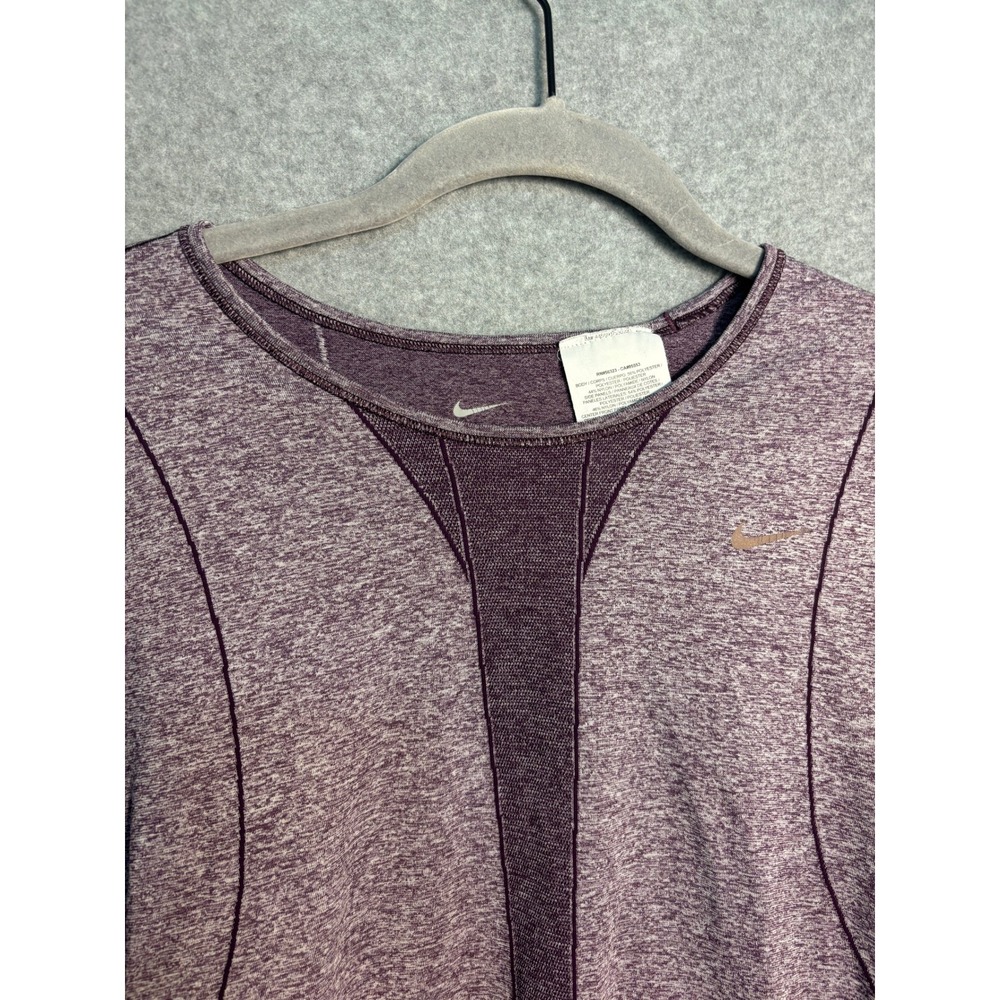 Nike Dri-FIT Long Sleeve Running Top Medium Purple Athletic Gym Workout Tee - Picture 5 of 9